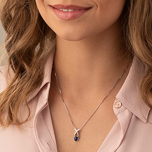 Blue Sapphire Infinity Pendant Necklace 925 Sterling Silver