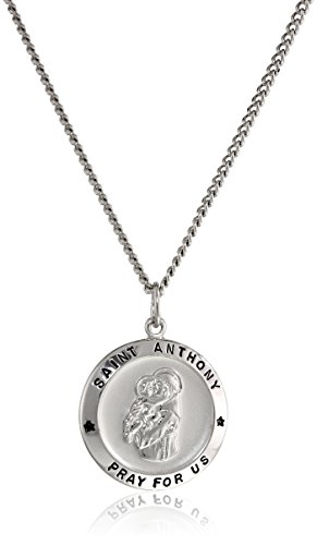 Saint Anthony Sterling Silver Pendant Necklace with 20" Chain