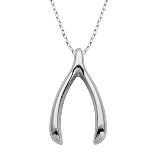 Sterling Silver Wishbone Pendant Necklace - 18