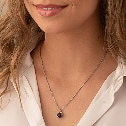 PEORA Garnet Wave Pendant Necklace, 925 Sterling Silver