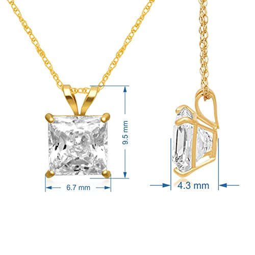 Princess Cut Cubic Zirconia Solitaire Pendant Necklace