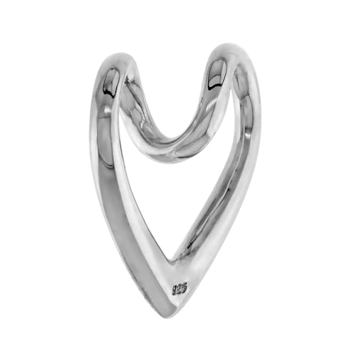 Sterling Silver Floating Heart Necklace, 3/4 Inch Wide