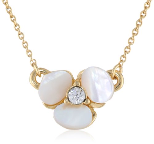 kate spade "Disco Pansy" Brass Pendant Necklace, 16