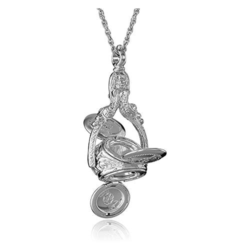 1928 Flower Spinner Locket Pendant Necklace - 30 Inches