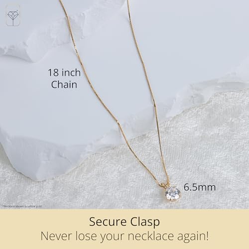 14k White Gold Solitaire Cubic Zirconia Pendant Necklace