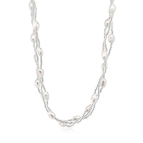 White Cultured Freshwater Pearl Necklace and Bracelet Set