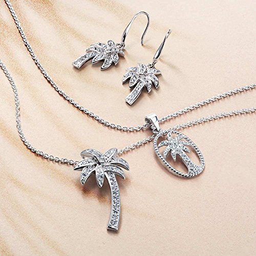 Hawaiian Palm Tree Necklace Pendant for Women Silver
