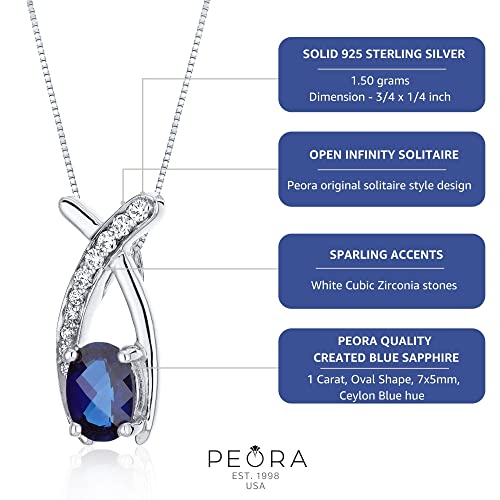 Blue Sapphire Infinity Pendant Necklace 925 Sterling Silver