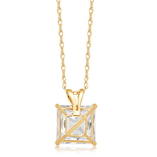 Princess Cut Cubic Zirconia Solitaire Pendant Necklace