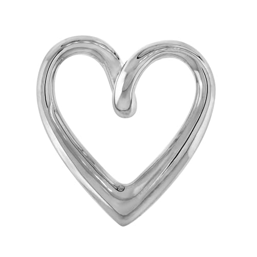 Sterling Silver Floating Heart Necklace, 3/4 Inch Wide