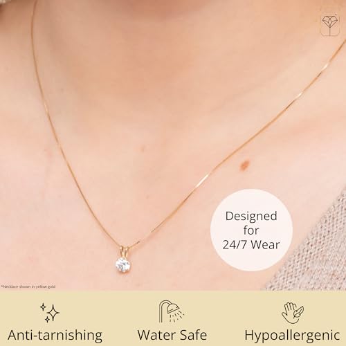 14k White Gold Solitaire Cubic Zirconia Pendant Necklace