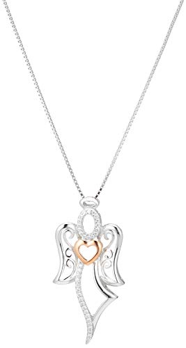 Sterling Silver and Rose Gold Angel Heart Necklace