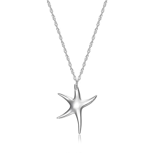 Sterling Silver Starfish Pendant Necklace with 18" Chain