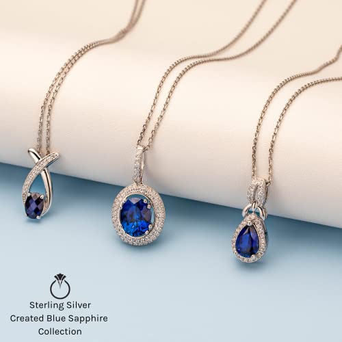 Blue Sapphire Infinity Pendant Necklace 925 Sterling Silver