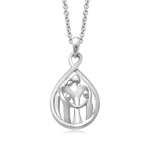 Sterling Silver Family Necklace with Parent and Two Children