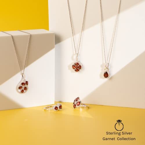 PEORA Garnet Wave Pendant Necklace, 925 Sterling Silver