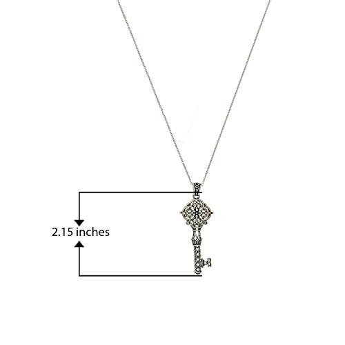 Celtic Flower Key Pendant Necklace in Oxidized Silver