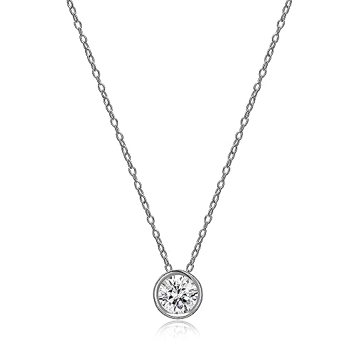 MORGAN & PAIGE Platinum-Plated CZ Solitaire Necklace