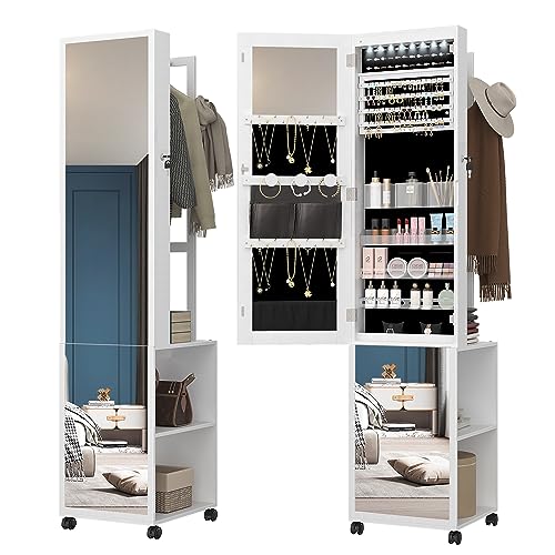 Hzuaneri Jewelry Cabinet Armoire with 8 LEDs