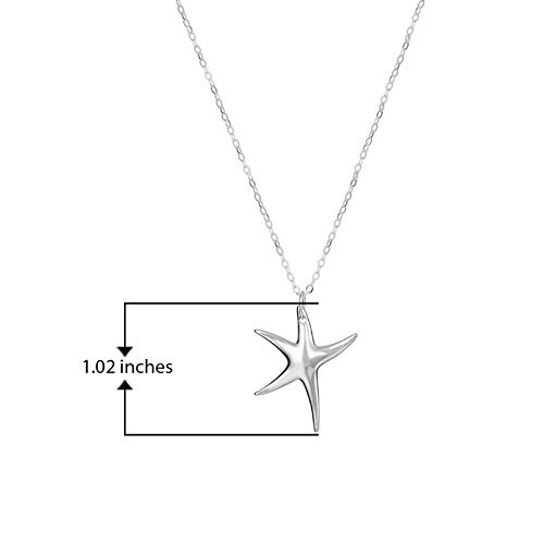 Sterling Silver Starfish Pendant Necklace with 18" Chain