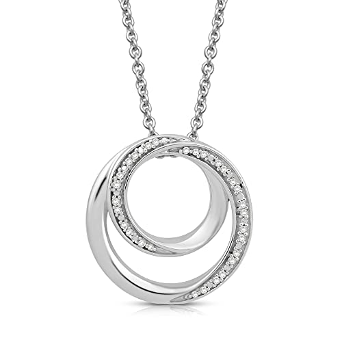 Sterling Silver White Diamond Pendant Necklace, 18" Chain