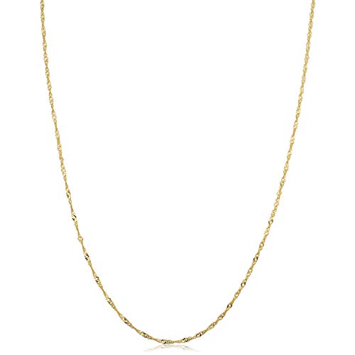 14k Gold Singapore Chain Necklace, 1mm, 24 inch