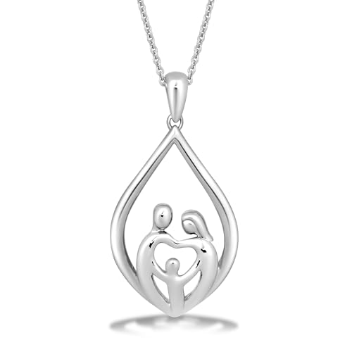 Family Necklace with Parents and Child in Sterling Silver