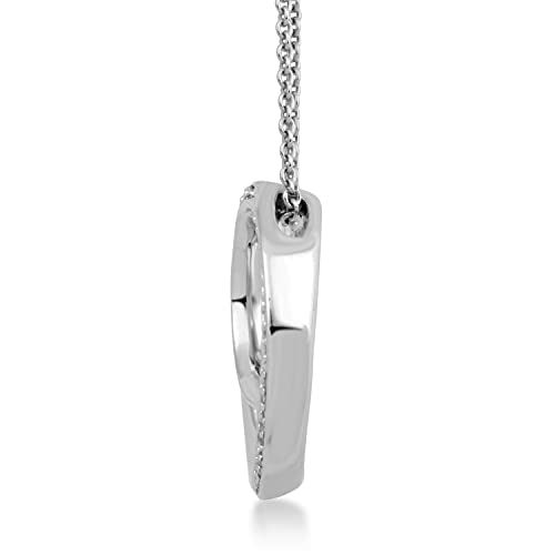 Sterling Silver White Diamond Pendant Necklace, 18" Chain