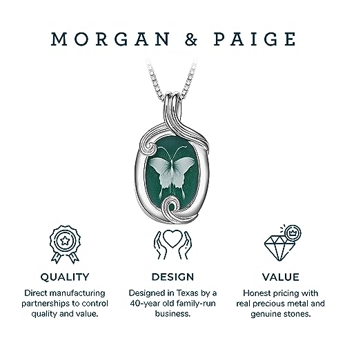 MORGAN & PAIGE Sterling Silver Butterfly Agate Necklace
