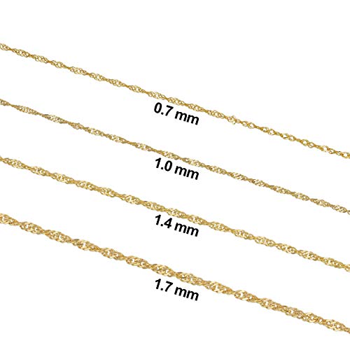 14k Gold Singapore Chain Necklace, 1mm, 24 inch