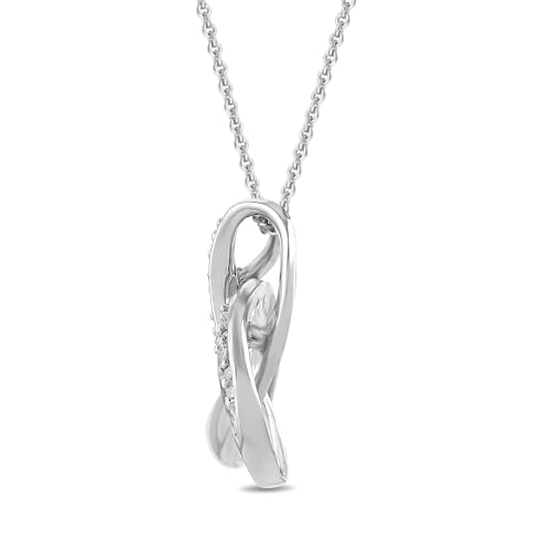 Sterling Silver Diamond Accent Love Knot Pendant Necklace 18