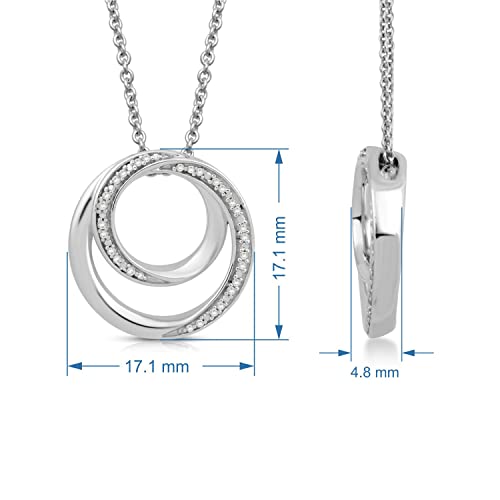 Sterling Silver White Diamond Pendant Necklace, 18" Chain