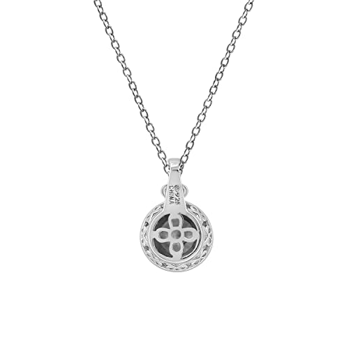 Antique Platinum Plated Sterling Silver Pendant Necklace - Cubic Zirconia