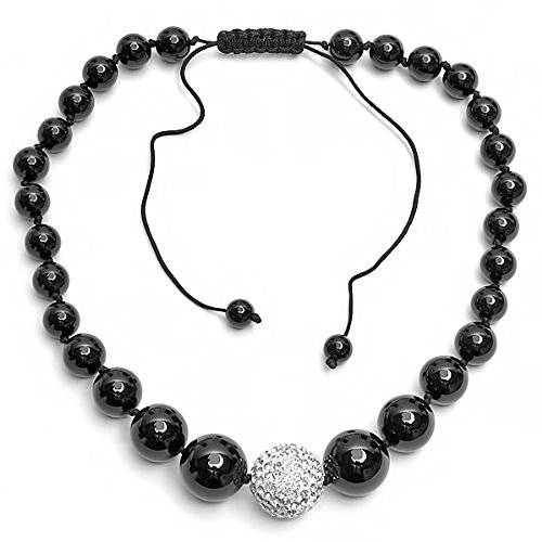 Swarovski Crystal Beaded Choker Necklace White Black Disco