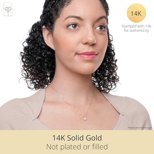 14k Yellow Gold Solitaire Cubic Zirconia Pendant Necklace