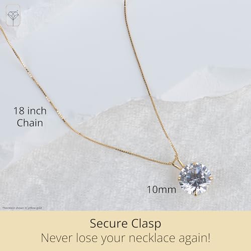 14k Yellow Gold Round CZ Pendant Necklace for Women