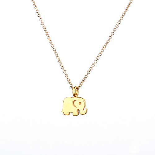 Gold-Plated Elephant Pendant Necklace for Good Luck, 16