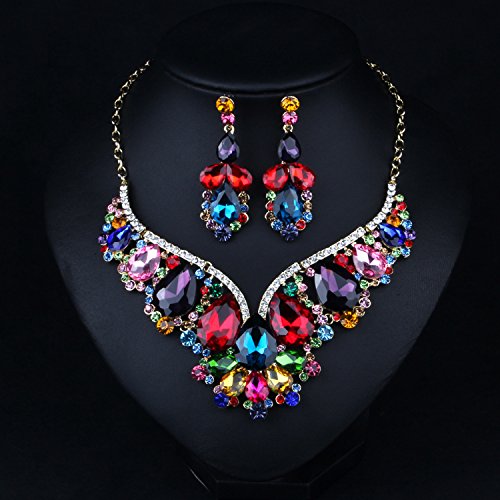 Crystal Choker Necklace and Earrings Set for Women