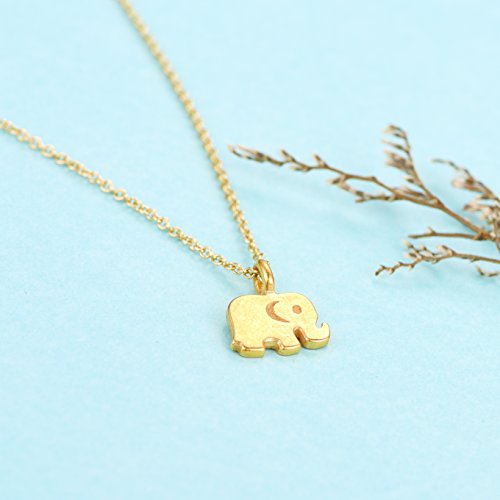 Gold-Plated Elephant Pendant Necklace for Good Luck, 16