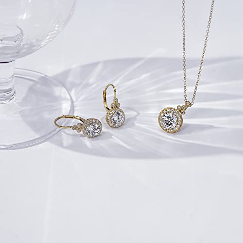 Antique Platinum Plated Sterling Silver Pendant Necklace - Cubic Zirconia