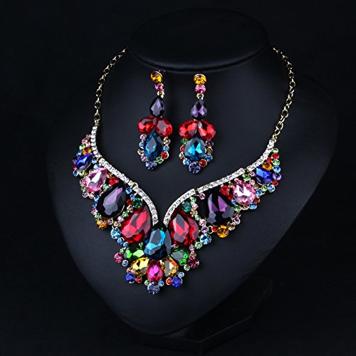 Crystal Choker Necklace and Earrings Set for Women