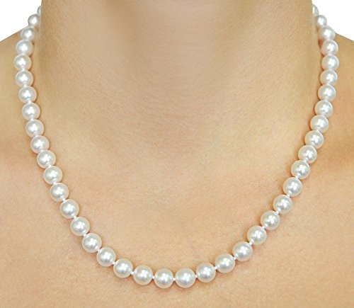 White Japanese Akoya Saltwater Cultured Pearl Necklace - 16