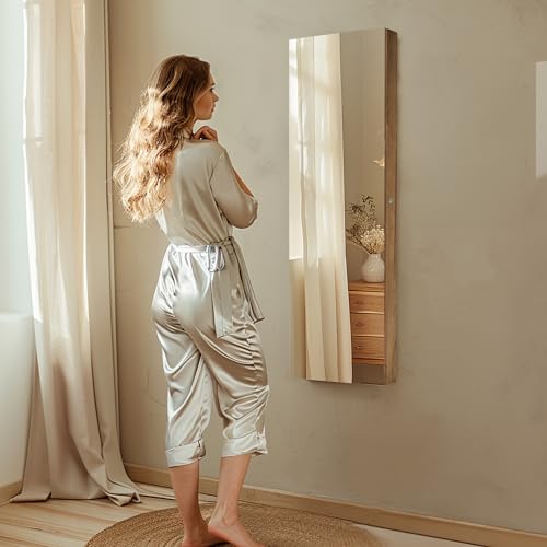 SRIWATANA Jewelry Cabinet with Full-Length Mirror, Lockable