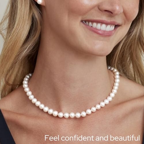AAA+ Quality White Freshwater Pearl Necklace with 14K Gold Clasp