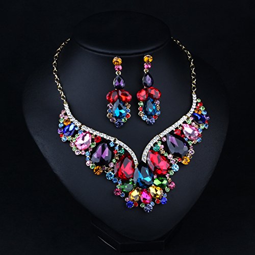 Crystal Choker Necklace and Earrings Set for Women