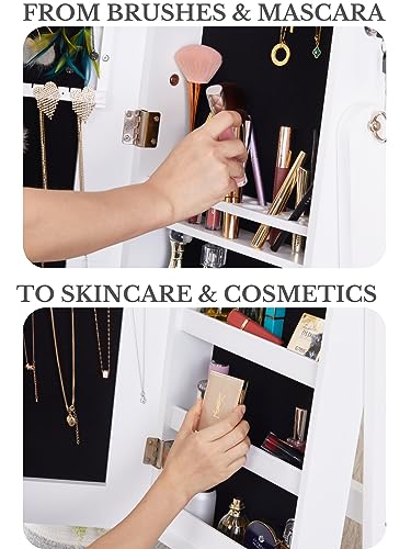 YOKUKINA LED Mirror Jewelry Cabinet - White