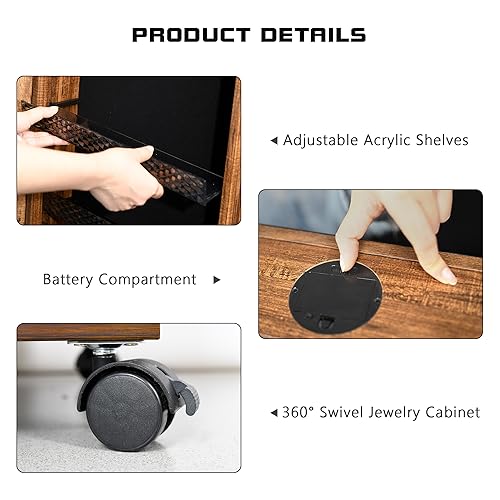 Modern 64'' Jewelry Armoire with LED Lights