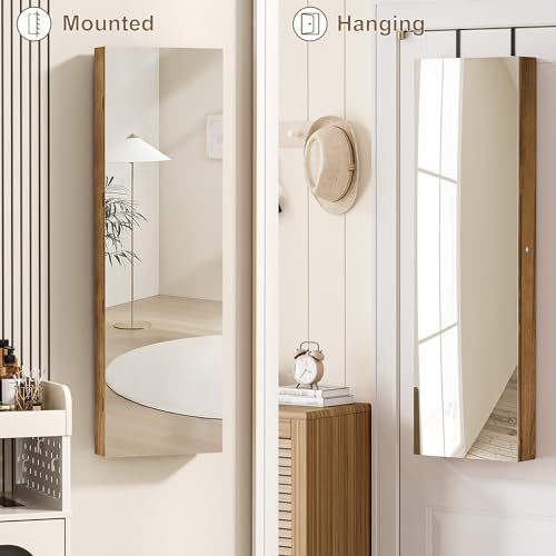 SRIWATANA Jewelry Cabinet with Full-Length Mirror, Lockable