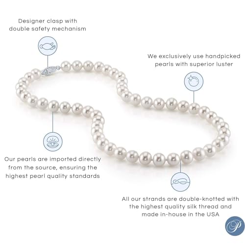 AAA+ Quality White Freshwater Pearl Necklace with 14K Gold Clasp