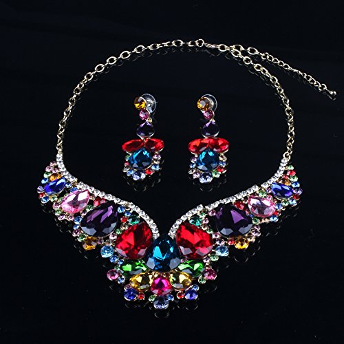 Crystal Choker Necklace and Earrings Set for Women